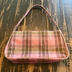 Patrick Gerard Plaid Wool Shoulder Bag in Lavender, Moss, & Plum